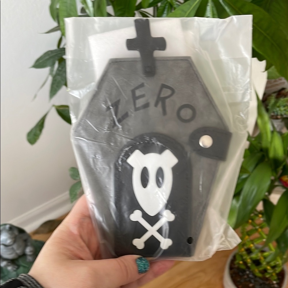 Bioworld Black and Gray Coffin Crossbody Bag with White Skull - Picture 7 of 14